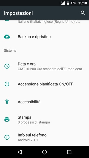 Scorri e seleziona Info sul telefono
