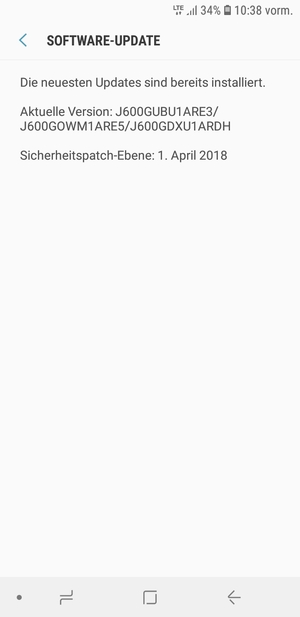 Falls Ihr Handy aktualisiert ist, wird Ihnen der folgende Bildschirm angezeigt