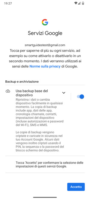 Seleziona Accetto