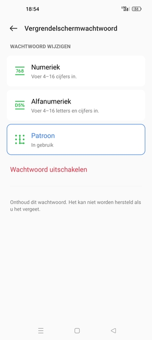 Uw telefoon is nu beveiligd met een schermvergrendeling