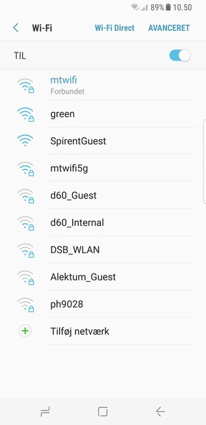Du er nu tilsluttet Wi-Fi netværket