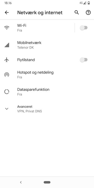 Vælg Hotspot og netdeling