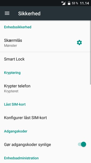Vælg Skærmlås