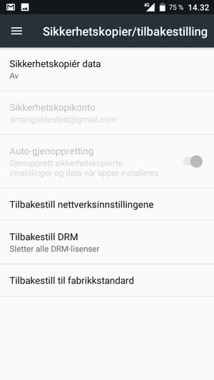 Velg Sikkerhetskopiér data