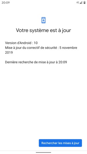 Si votre téléphone est à jour, vous verrez l'écran suivant