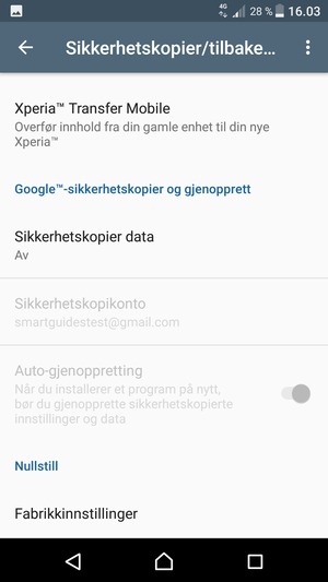 Bla til og velg Sikkerhetskopier data