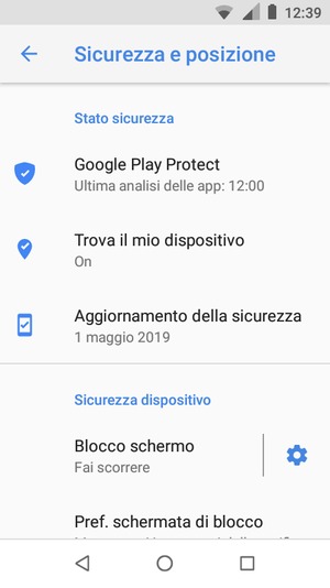 Per attivare il blocco dello schermo, vai al menu Sicurezza e posizione e seleziona Blocco schermo
