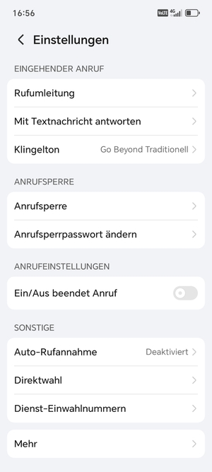 Scrollen Sie und wählen Sie Mehr