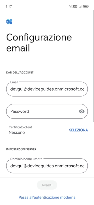 Inserisci la tua password