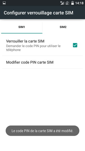 Votre Code PIN de la carte SIM a été modifié