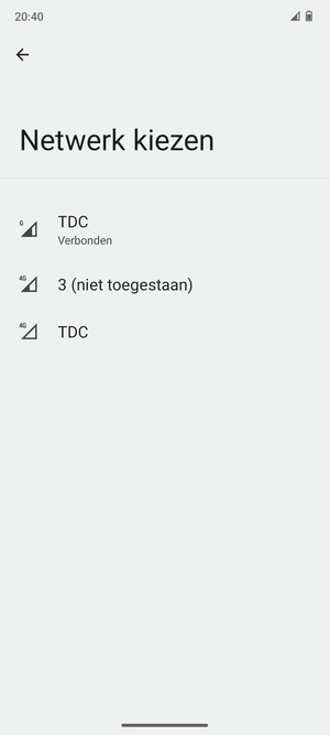 Selecteer een netwerkoperator uit de lijst
