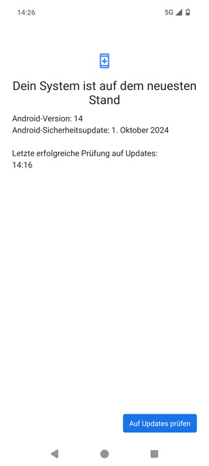 Falls Ihr Handy aktualisiert ist, wird Ihnen der folgende Bildschirm angezeigt