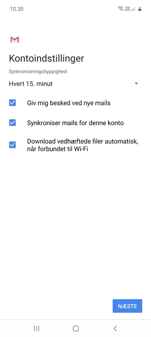 Vælg NÆSTE