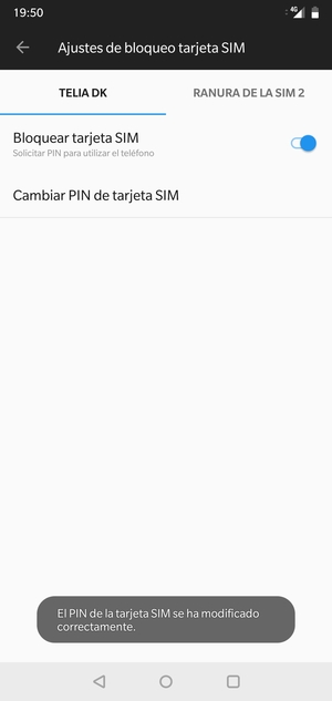 Su PIN de tarjeta SIM ha sido cambiado