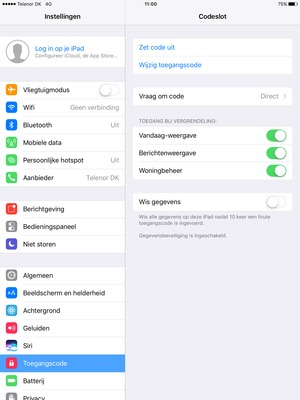 Selecteer Wijzig toegangscode