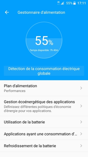 Sélectionnez Plan d'alimentation