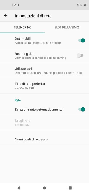 Seleziona Nomi punti di accesso