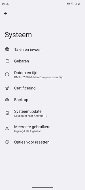 Selecteer Back-up