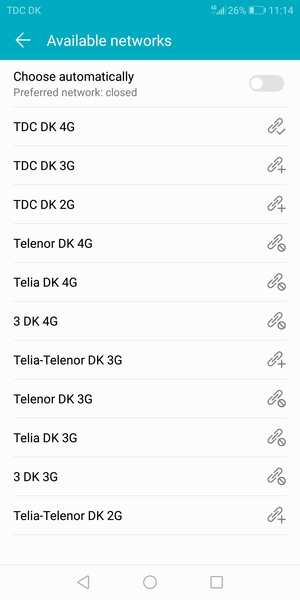 Select a network operator from the list