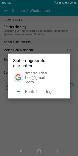 Wählen Sie Ihr Konto für Backup
