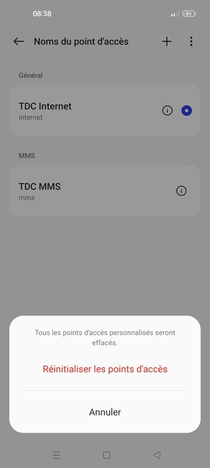 Sélectionnez Réinitialiser les points d'accès