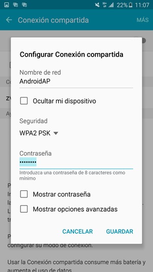 Introduzca una contraseña de al menos 8 caracteres y seleccione GUARDAR