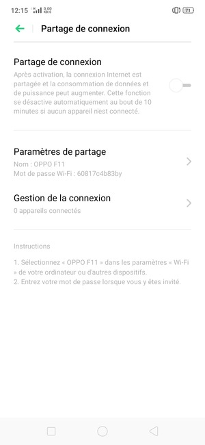 Sélectionnez Paramètres de partage