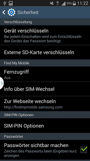 Wählen Sie SIM-PIN Optionen