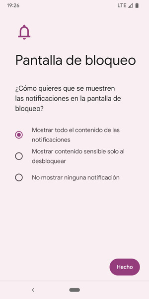 Seleccione la opción deseada y seleccione Hecho
