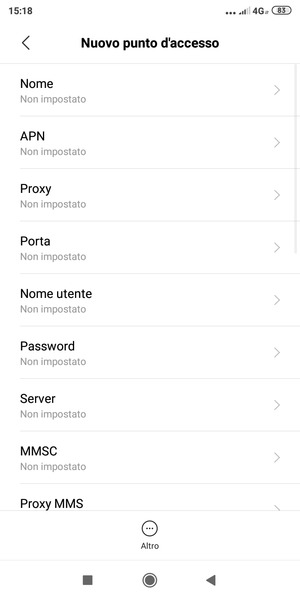 Inserisci informazioni MMS