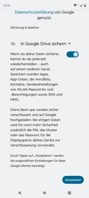 Wählen Sie Akzeptieren