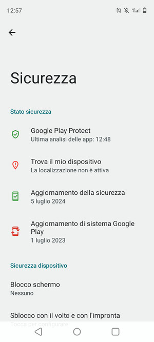 Seleziona Blocco schermo