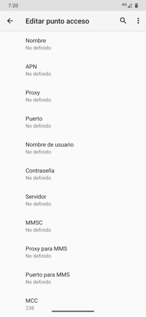 Introduzca la información de MMS