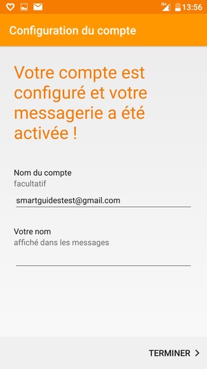 Donnez un nom à votre compte et saisissez votre nom. Sélectionnez TERMINER