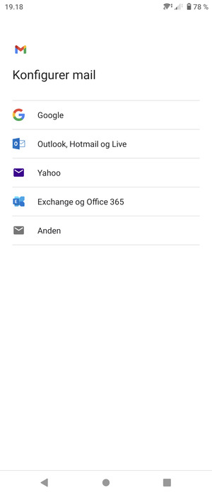 Vælg Exchange og Office 365