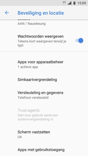 Scroll naar en selecteer Simkaartvergrendeling