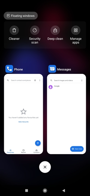 Select the Delete icon to close all running apps