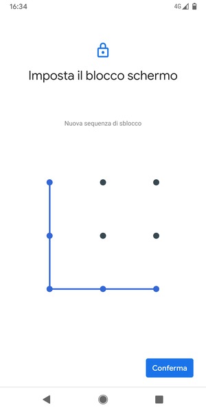 Disegna nuovamente la sequenza di sblocco e seleziona Conferma