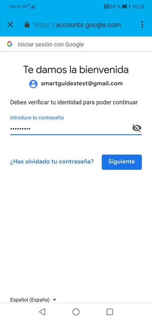 Introduzca su contraseña de Gmail y seleccione Siguiente
