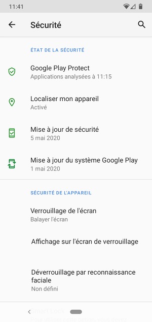 Sélectionnez Verrouillage de l'écran