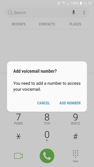 If your voicemail is not set up, select ADD NUMBER