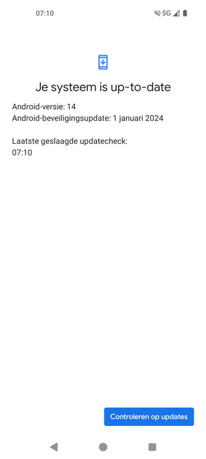 Als uw telefoon up-to-date is, zult u het volgende scherm zien