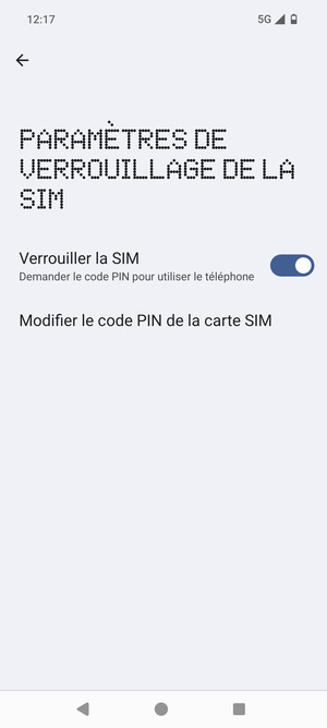 Sélectionnez Modifier le code PIN de la carte SIM