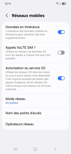 Activer ou désactiver Données en itinérance