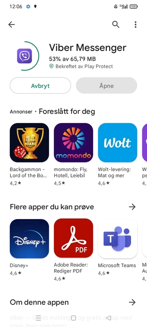 Vent til installasjonen er ferdig