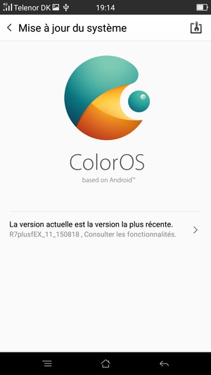 Si votre téléphone est à jour, vous verrez l'écran suivant