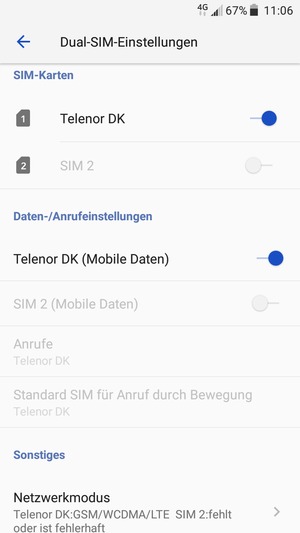 Scrollen Sie und wählen Sie Netzwerkmodus