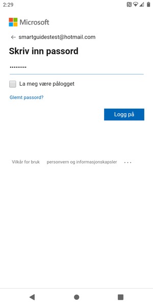 Skriv inn passord og velg Log på