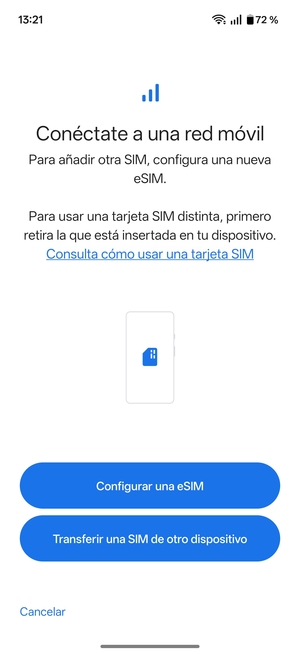 Seleccione Configurar una eSIM