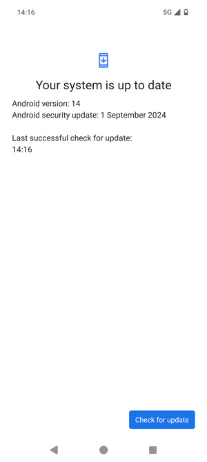 If your phone is up to date, you will see the following screen
